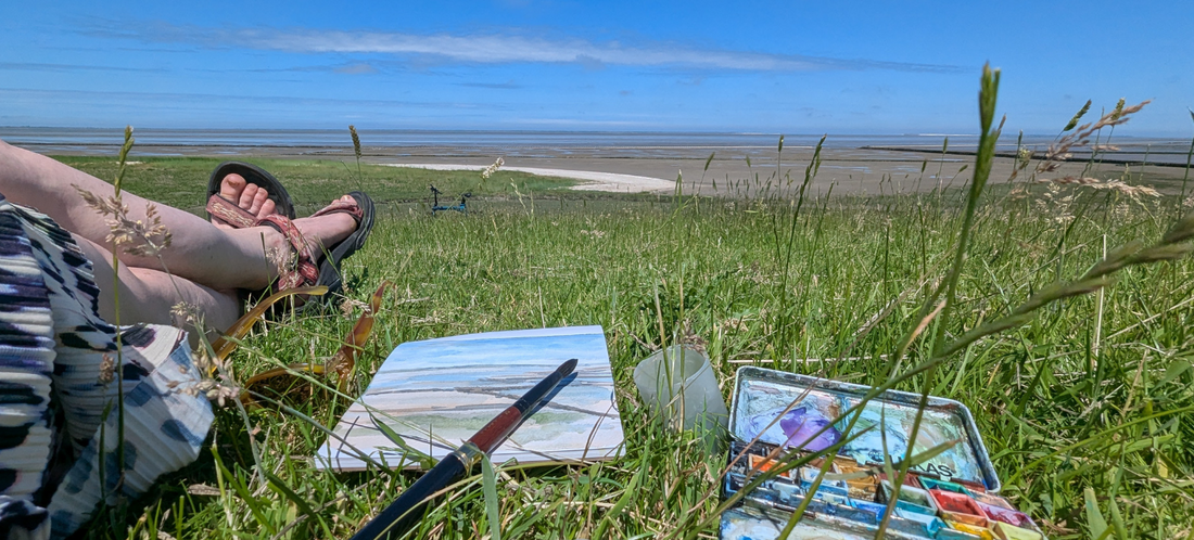 Outdoorpainting: Aquarell aufm Deich
