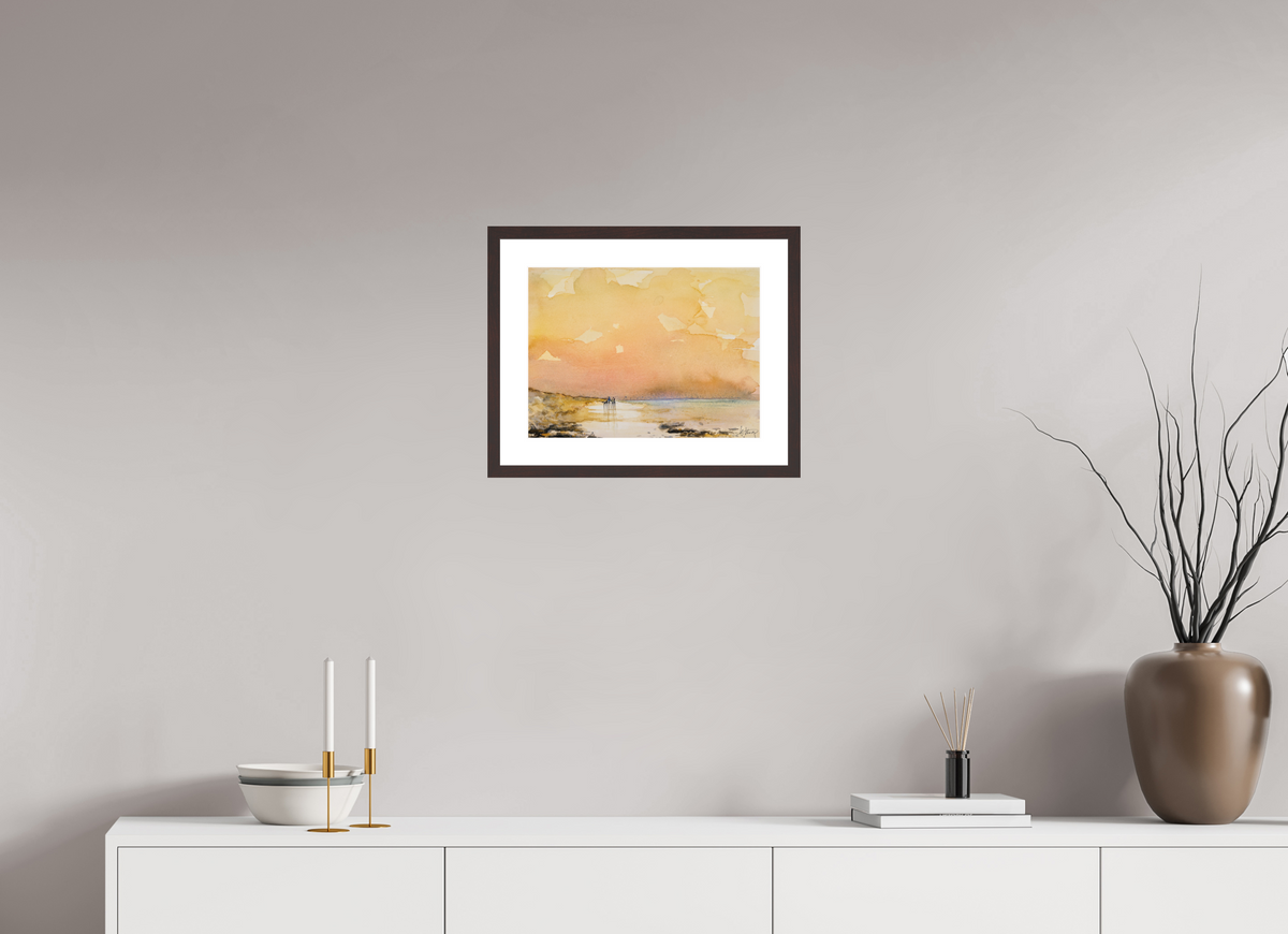 40,4 x 30 cm, Rahmen Erle dunkelbraun Goldene Stunde neu