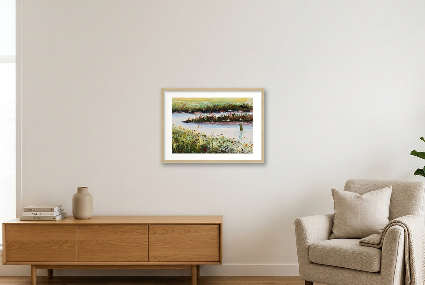 Salzwiesen-Priel — 59×42cm, 23×17" Oak Frame
