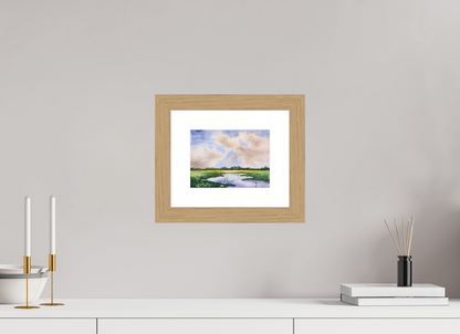 20,2 x 15 cm, Aquarell mattes Glas dicker Rahmen Marschenland Glas matt Rahmen breit