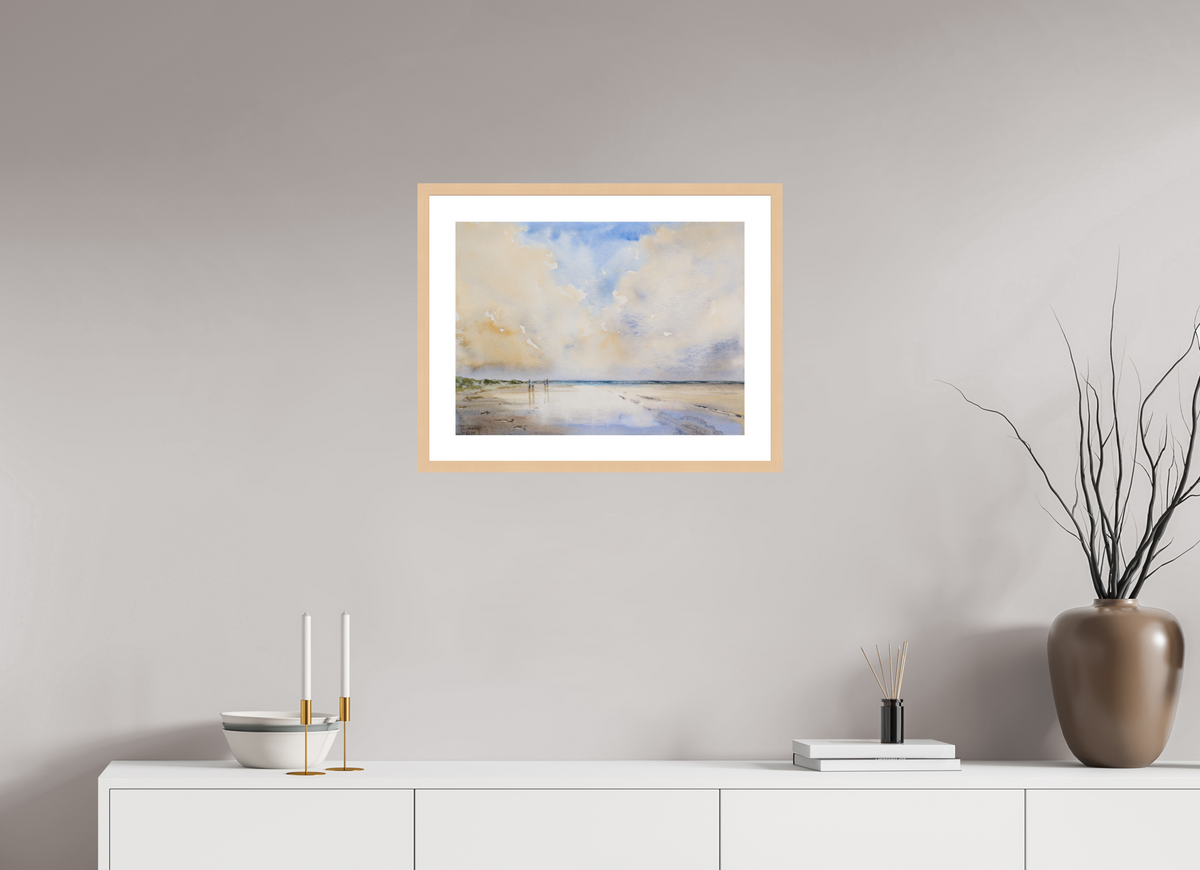53,8 x 40 cm, Rahmen normal Ahorn natur Strandspaziergang