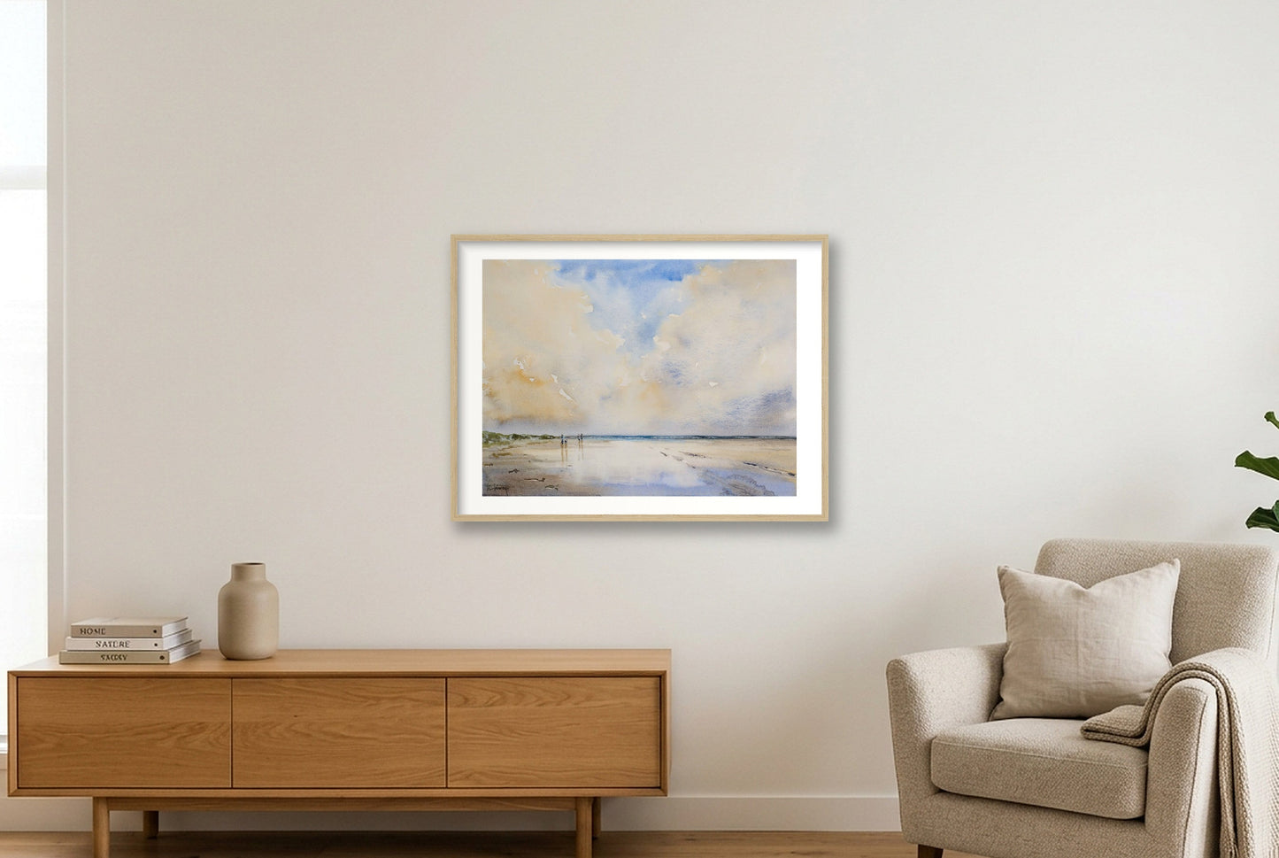 Strandspaziergang — 80×60cm, 31×24" Oak Frame