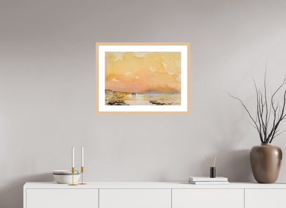 DIN A2 (59,4 x 42 cm), Rahmen Ahorn natur Goldene Stunde