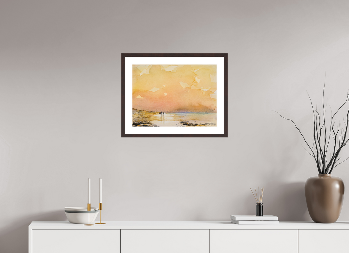 53,9 x 40 cm, Rahmen Erle dunkelbraun Goldene Stunde neu