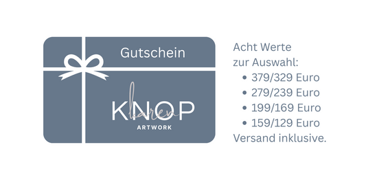 Design des Kunst-Gutscheins: Digitale Karte mit den wählbaren Euro-Werten für Leinwandbilder.