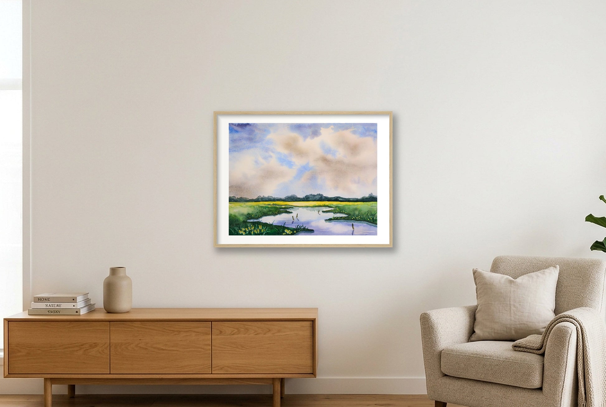 Marschenland — 80×60cm, 31×24" Oak Frame