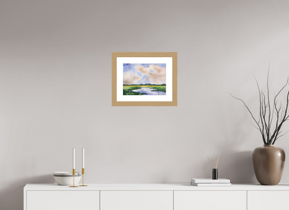 33,7 x 25 cm, Aquarell mattes Glas dicker Rahmen Marschenland Glas matt Rahmen breit