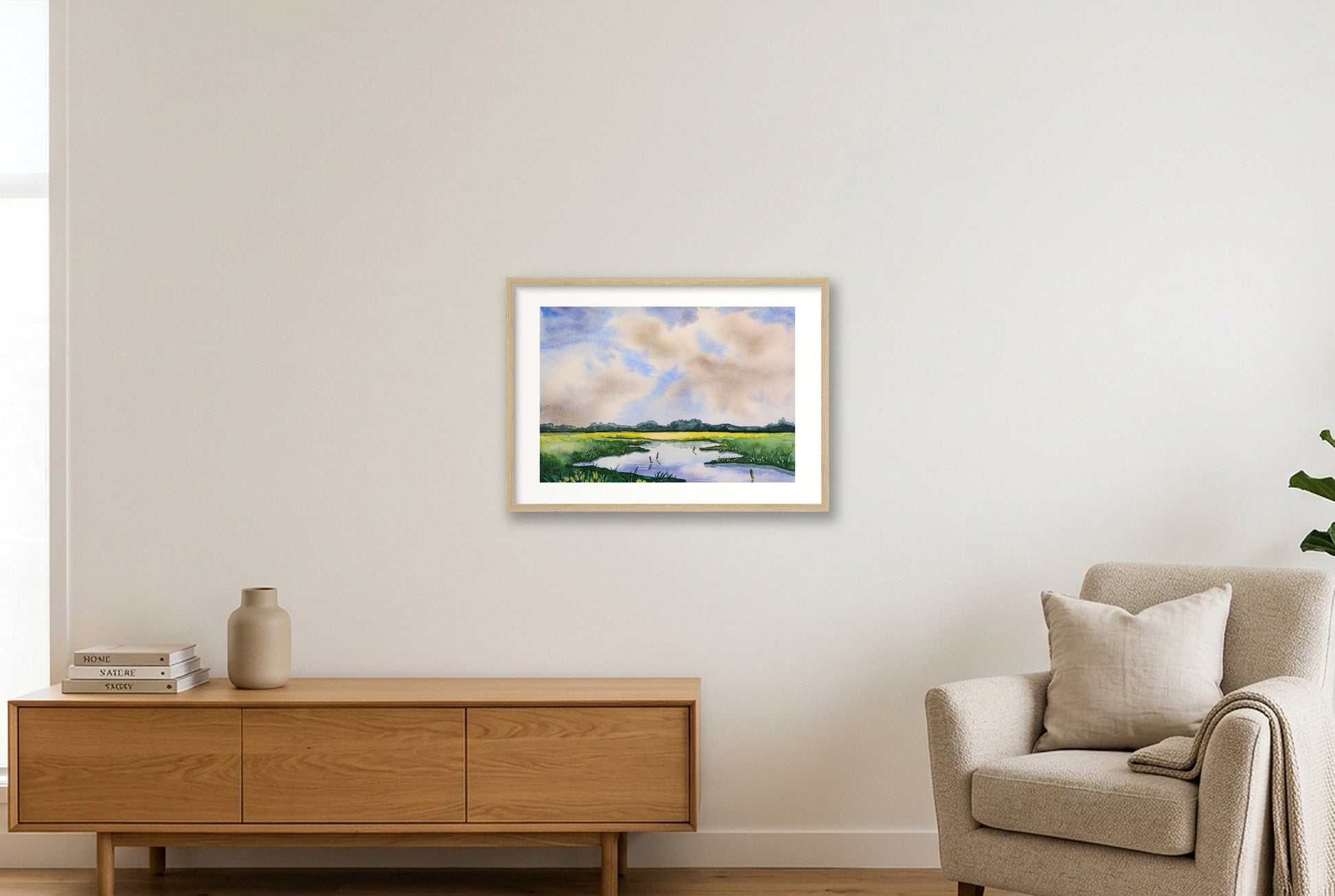Marschenland — 59×42cm, 23×17" Oak Frame