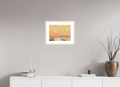 40,4 x 30 cm, Normalrahmen schmal - Passepartout - Ahorn weiß Goldene Stunde neu