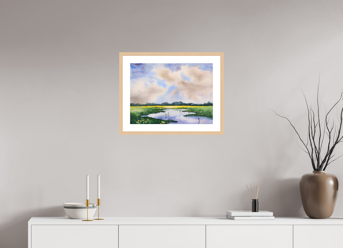 53,9 x 40 cm, Rahmen normal Ahorn natur Marschenaue neu