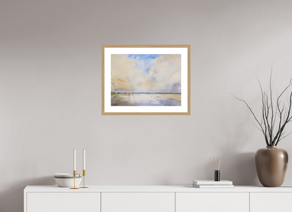 53,8 x 40 cm, Normalrahmen schmal - Passepartout - Glas matt Strandspaziergang