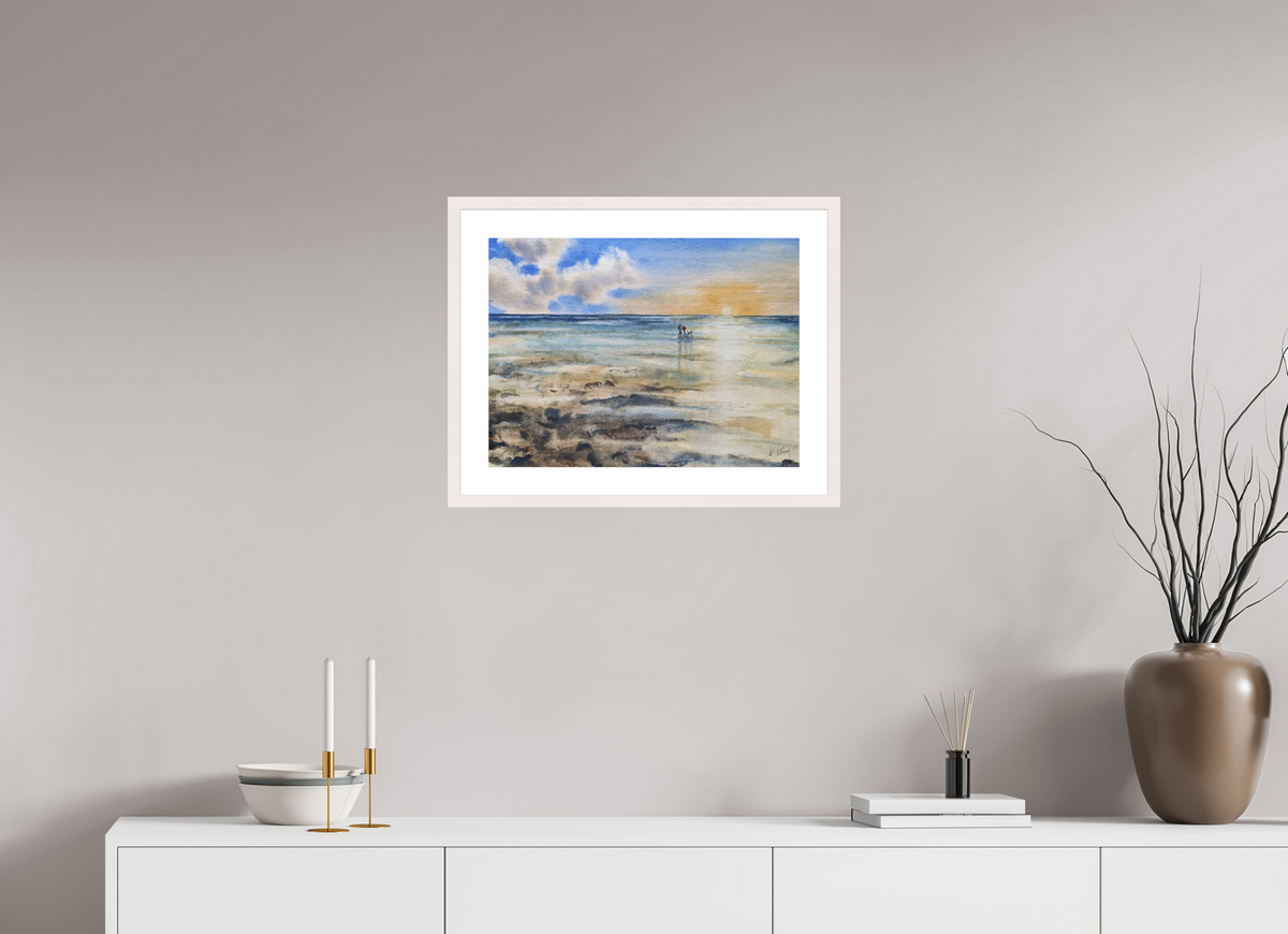 53,9 x 40 cm, Normalrahmen schmal - Passepartout - Ahorn weiß Sommerwatt optimiert